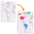 世界地図 パスポートホルダー - RFIDブロック パスポートカバー&amp;ワクチンカードホルダー コンボ パスポートウォレット パスポートケース パスポー