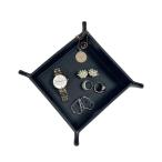 (Black) - UnionBasic Fully PU Leather Jewellery Catchall Key Phone Coin Box