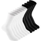 Irisbear White and Black Crew Socks for Women 6-9 Cotton Cushion Running Hi