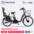 電動自転車 完成品 子乗せ自転車 PELTECH ペルテック 後チャイルドシート付電動アシスト自転車 前24／後20内装3段 TDH-408LP-BE-8AH (代引不可)(TD)