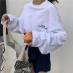 Tシャツ レディース ロンT 長袖 カットソー おしゃれ ロゴ オーバーサイズ 大きいサイズ クルーネック ゆったりTシャツ