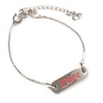  Christian Dior Christian Dior браслет Logo plate Vintage metal серебряный аксессуары 