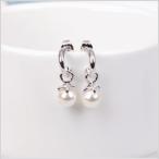 ファッションジュエリー レディースピアス 18K プラチナプレート フープパールピアス