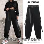 原宿系HIPHOP黒カーゴパンツダ...