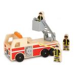 Melissa &amp; Doug Wooden Fire Truck with 3消防士再生Figures