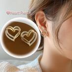 Yahoo! Yahoo!ショッピング(ヤフー ショッピング)ピアス ハート キラキラ ビジューピアス リング ゴールド フープピアス きれいめ レディース 人気アクセサリー（メール便送料無料）