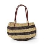 [クーポンで20%OFF]アンジュシュエット/Anjou Chouette レザーハンドルボーダーヘンプバスケット かごバッグ BORDER HEMP BASKET S31037