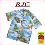 KALAHEO カラヘオ ハワイ製 ビーチ ヤシの木柄 半袖 レーヨン アロハシャツ RJC258