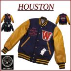 ショッピングスタジャン HOUSTON ヒューストン さがら刺繍  FLAG PUレザー × メルトンウール スタジャン 51376