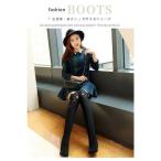 シークレットブーツ ストレッチ サイハイ ロング丈 インヒール レディース レース 切替 黒 赤 ラウンドトゥ 秋冬靴 細身 美脚 シュー