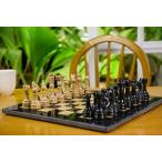 Radicaln 15 Inches Large Handmade Black and Fossil Coral Weighted Marble Full Chess Game Set Staunton and Ambassador Gift Style Marble Tournament Ches