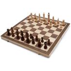 15-Inch Large Magnetic Folding Chess Board Game Set with Chess Weighted Pieces and Storage Slots. Great for Kids &amp; Adults