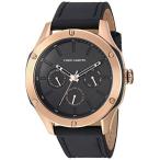 Vince Camuto Men's Multi-Function Rose Gold-Tone and Black Leather Strap Watch