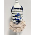 PET PARADISE домашнее животное pala кости One-piece окантовка морской собака одежда собака одежда 3S белый бежевый темно-синий стрейч материалы 6449861