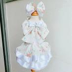 ショッピングルルド 犬服 夏服 リボン ルルド―ル　ホワイトローズワンピースとローズバレッタセット  DW909  LULUDOLL