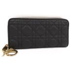 ショッピングdior Christian Dior ラウンドファスナー長財布 レディーディオール レザー ブラック