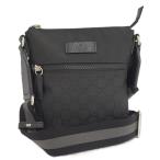 GUCCI ショルダーバッグ GGキャンバス ブラック レザー 449183
