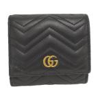 GUCCI 二つ折り財布 GGマーモント レザー ブラック 598629