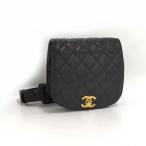 [ used ]CHANEL matelasse belt bag belt bag Gold metal fittings leather black 