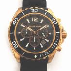 【中古】マイケルコース メンズ腕時計 クオーツ クロノグラフ ダークブラウン文字盤 SS/ラバーベルト ブラック/ピンクゴールド MK-8269