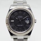 【中古】ロレックス デイトジャスト2 ブラック ローマ文字盤 SS K18WG ステンレス 自動巻き ...