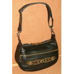 ショッピングスタッズ 限定生産 【CUSHMAN クッシュマン】 高級 手打ちスタッズ仕様 肉厚 カウハイド製 ショルダーバッグ (黒) オールレザー製 牛革 本革 ビンテージ ボディバッグ