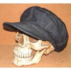 【CUSHMAN クッシュマン】 1950's ビンテージ インディゴ デニム生地 キャスケット ワークキャップ (Lサイズ/約60cm) ハンチング 帽子 青 ホットロッド バイカー