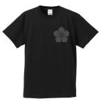 戦国武将Ｔシャツ 明智光秀 ブラック 4L XXXL 家紋 桔梗 プリント色 黒 左胸プリント