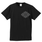 戦国武将Tシャツ 武田信玄 ブラック 4L XXXL 家紋 花菱 プリント色 黒 左胸プリント