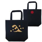 ショッピング戦国武将 戦国武将 トートバッグ 斎藤道三 ブラック 家紋 立浪・二頭波 プリント色 キャメル