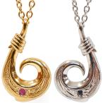 ハワイアンジュエリーネックレスフィッシュフックサファイアルビーレディースメ...