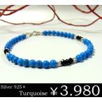 ターコイズ/ブラックスピネルパワーストーンブレスレット/ターコイズ/アンク...