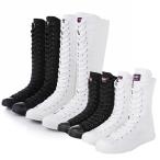 スニーカー ハイカット レディース ダンスブーツ ロング カジュアル ジュニア 黒 白 編み上げ ロングブーツ  長靴 キッズ ダンスシューズ 衣装 コスプレ