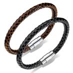 Yahoo! Yahoo!ショッピング(ヤフー ショッピング)ブレスレット メンズ ステンレス レディース レザーブレス 編み込み風 ブラック シンプル 人気 個性 男性 彼氏 息子 誕生日プレゼント
