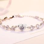 Yahoo! Yahoo!ショッピング(ヤフー ショッピング)ブレスレット レディース ハート 豪華5粒 ダイヤ/プラチナ仕上げ シルバー925/ギフト お祝い 人気 誕生日プレゼント 女性 妻 嫁 クリスマス