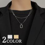 Yahoo! Yahoo!ショッピング(ヤフー ショッピング)ダブルチェーンネックレス レディース 2本セット K18GP 二連 3WAY着用 シンプル 四角 カジュアル 人気 女性 プレゼント