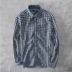 チェックシャツ メンズ 長袖 カジュアルシャツ チェック柄 ふんわり ガーゼ 柔らかい 春用 春服 トップス メンズシャツ メンズファッション