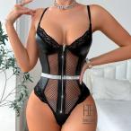 セクシーランジェリー テディ セクシー ハイレグ レオタード 下着 レディース ベビードール 前開き PUレザー 光沢 シースルー ルームウェア ボディコン ダンス