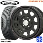 145/80R12 145R12インチ 6PR ブリヂストン W300 4H100 スタッドレスタイヤホイール4本セット MRT DAYTONA'S デイトナ ブラック