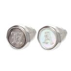 ペアピアス 選べる イニシャル シルバー SAINTS シェル ブラック スタッドピアス ペア カップル お揃い 白蝶貝 黒蝶貝 誕生日 プレゼント