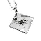 メンズネックレス ひし形 モチーフ 10金 K10 一粒 ブラックダイヤモンド ペンダント アズキチ ...