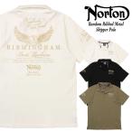 Norton ノートン 服 ポロシャツ 252N1206B ランダム テレコ メタル スキッパー ポロ 刺繍 プリント アメカジ バイカー メンズ