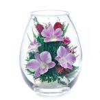 お供え ガラスドーム ドライフラワー 花 ギフト プレゼント バラ 薔薇 贈り物 お祝い 仏花 母の日 / グラスウェアフラワー オーキット オーバル L パープル