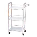 永井興産 ガラスワゴン3段 ホワイト 幅48cm×奥行26.5×高さ76cｍ