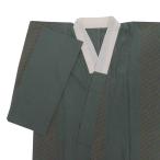 「長襦袢 正絹」リサイクル長襦袢袷 身丈127cm Mサイズ カジュアル 緑 花柄 絹 a4m5m0y2 「中古」古着 激安 販売