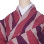 リサイクル紬 お召し着物袷 交織着物 ウール 新古品 着物 身丈150cm Sサイズ 裄64cm 縞柄 よろけ柄 昭和アンティーク a1m8m6y4 昭和レトロ 袴着物 未使用品