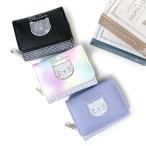  кошелек Kids женщина три складывать стиль Mini ученик начальной школы ученик неполной средней школы ученики начальной и средней школы маленький pra застежка-молния .. бледно-голубой Pirica nonno наружный линия кошка Mini раунд кошелек may-102