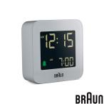 BRAUN ブラウン BC08G デジタル クロック Digital Clock グレー 置 めざまし 時計 アラーム スヌーズ 静音設計 ライト デザイナー クオーツ お取り寄せ