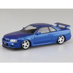 H-4905083202753 アオシマ 楽プラスナップキット No12CU-BB ニッサン R34スカイラインGT-R カスタムホイール(ベイサイドブルー)