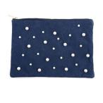 TIPPI　パールデニムクラッチ　ネイビーブルー 【Tippi】ティッピ Pearl Denim クラッチ化粧ポーチ クラッチバッグ キラキラ 夏